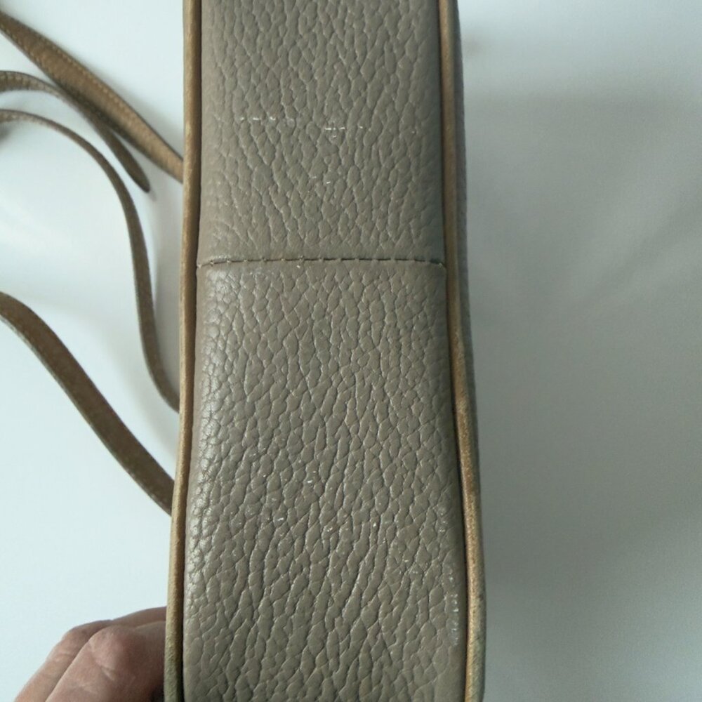 Vtg Liz Claiborne Pebbled Leather Crossbody Bag - Mushroom Taupe Grey - Picture 11 of 14
